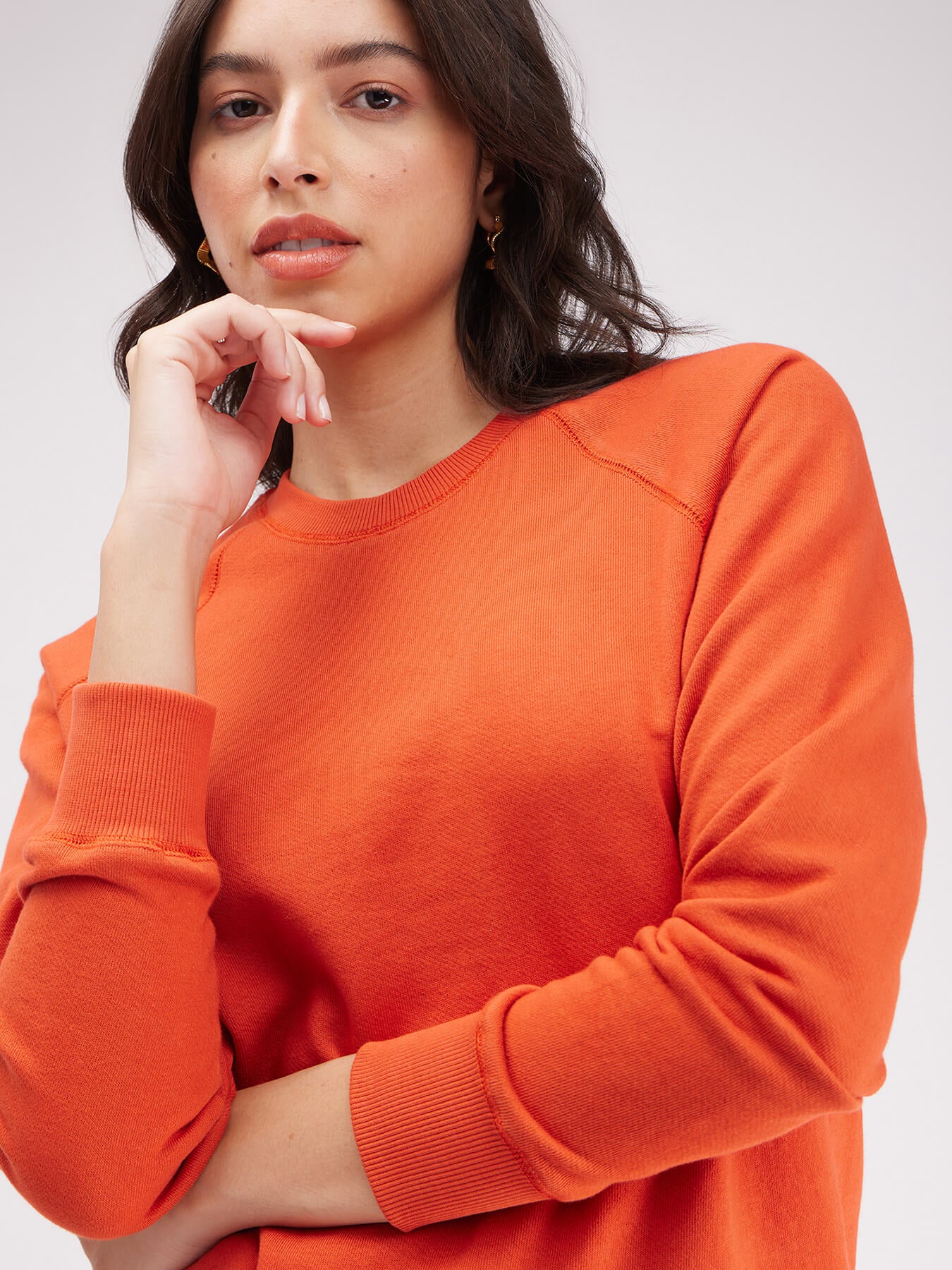 Raglan Sleeves Regular Fit Sweatshirt - Orange