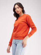 Raglan Sleeves Regular Fit Sweatshirt - Orange