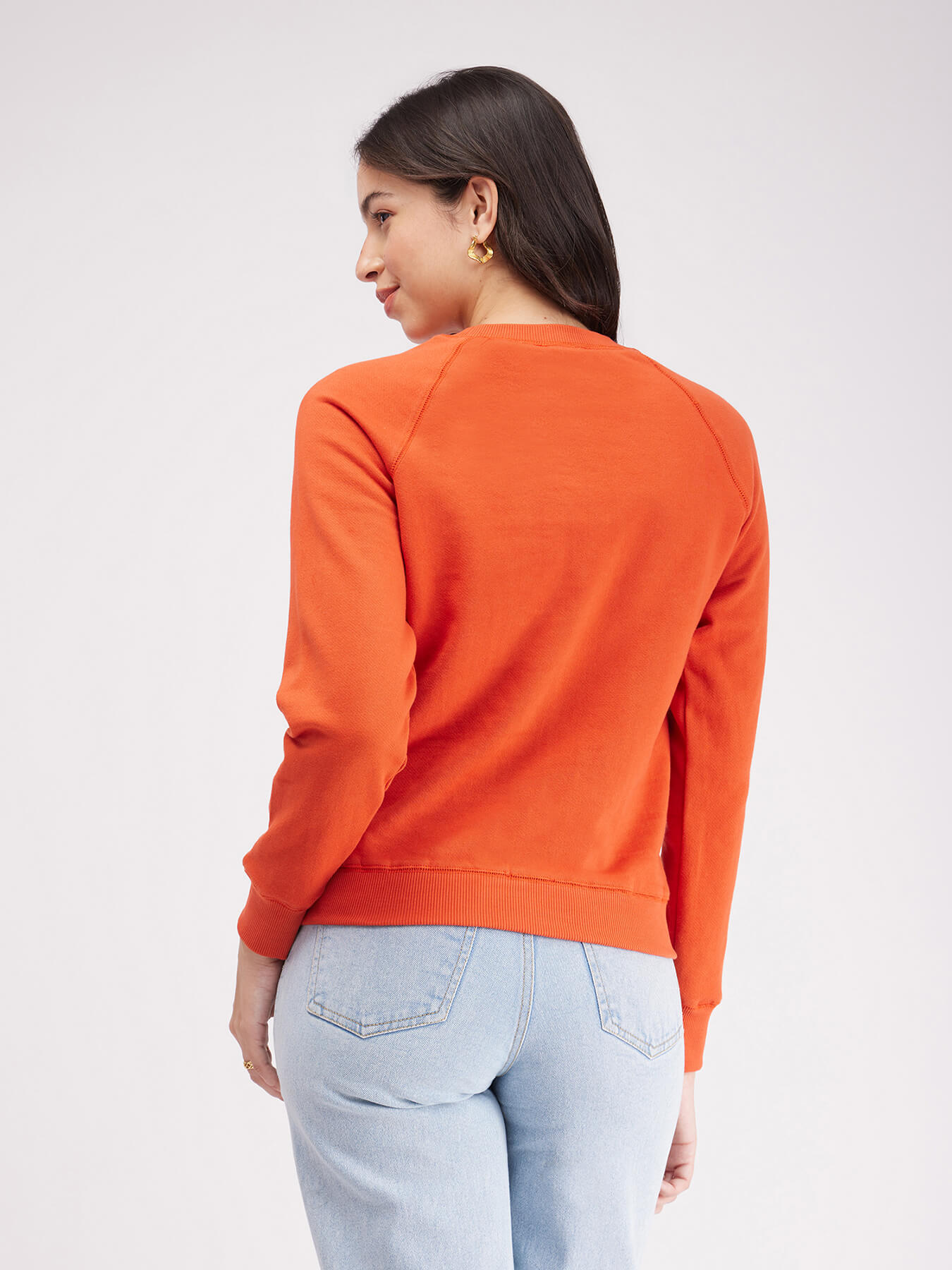 Raglan Sleeves Regular Fit Sweatshirt - Orange