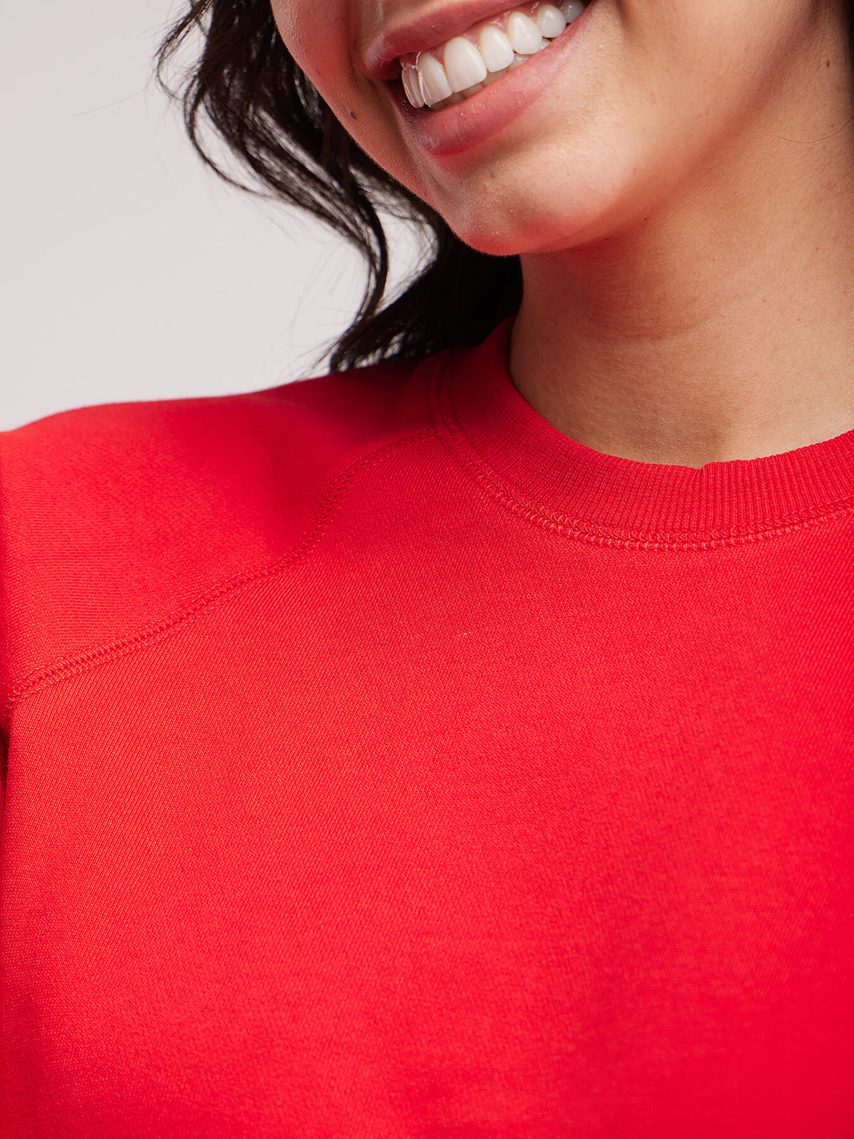 Raglan Sleeves Regular Fit Sweatshirt - Red