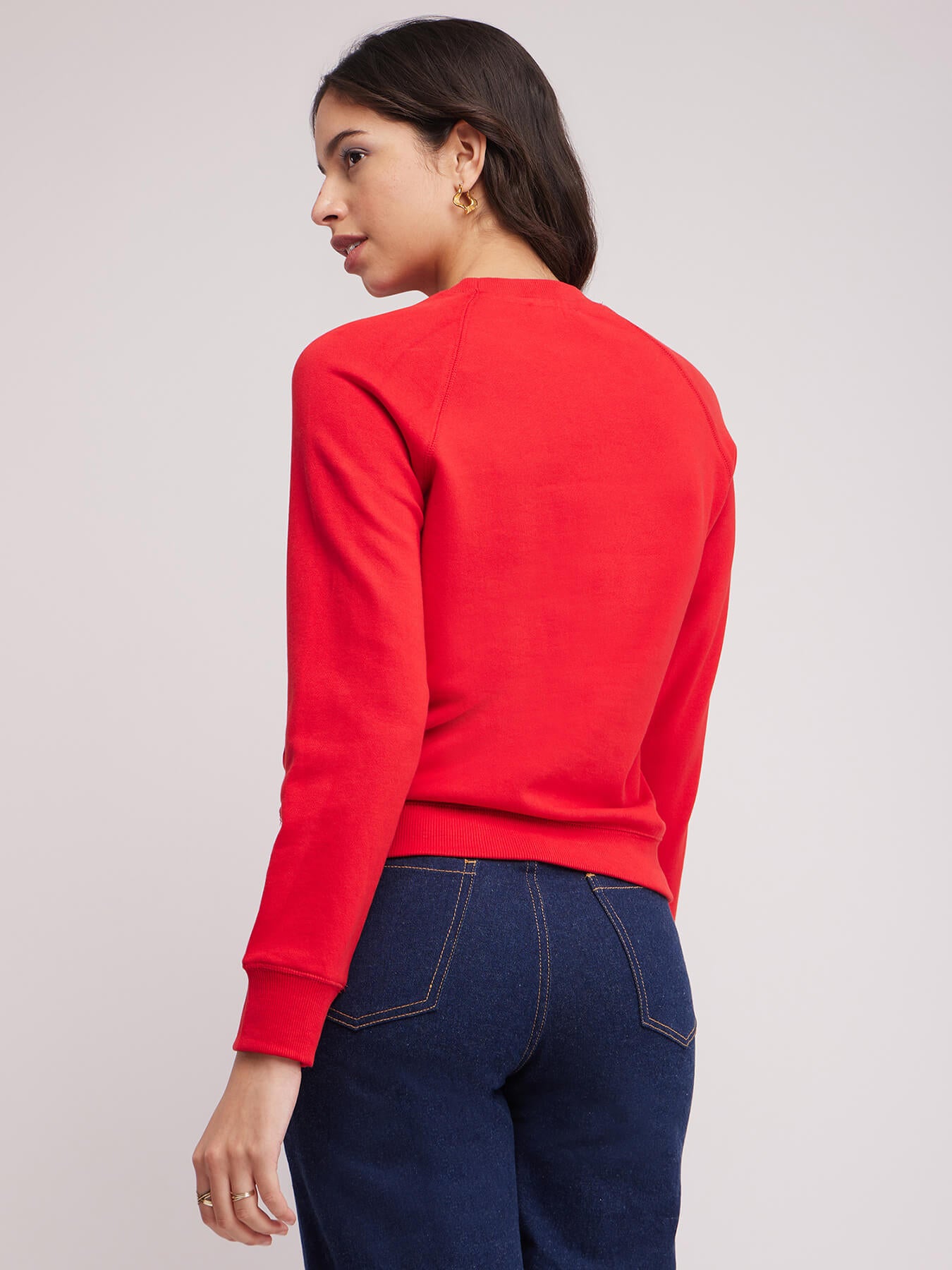 Raglan Sleeves Regular Fit Sweatshirt - Red