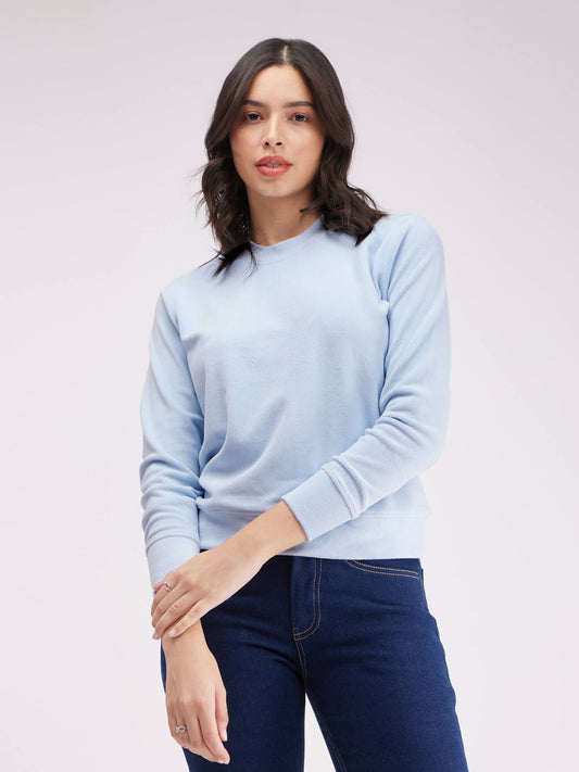 Fleece Roundneck Sweatshirt - Light Blue