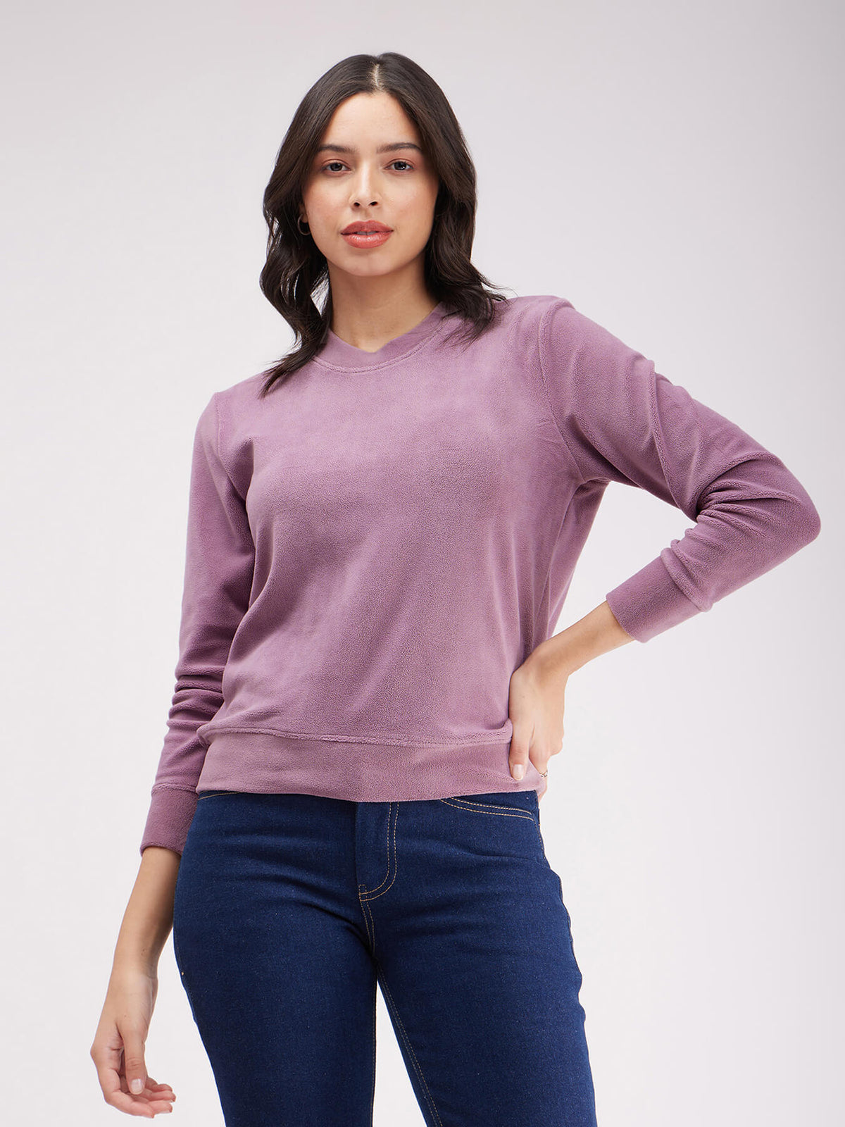 Fleece Roundneck Sweatshirt - Lilac