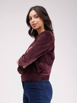 Round Neck Fleece Sweatshirt - Maroon