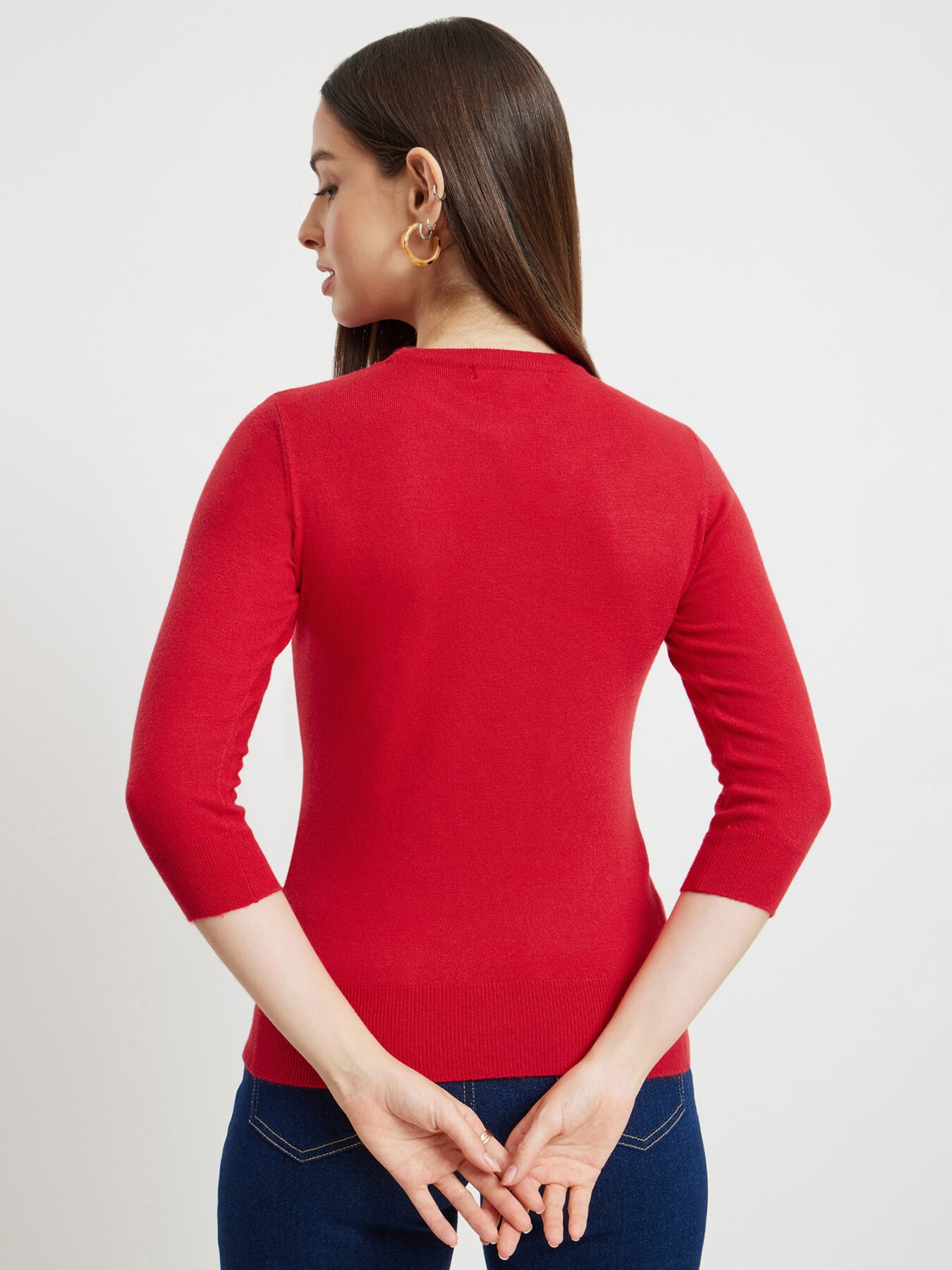 LivSoft Round Neck Knitted Top - Red