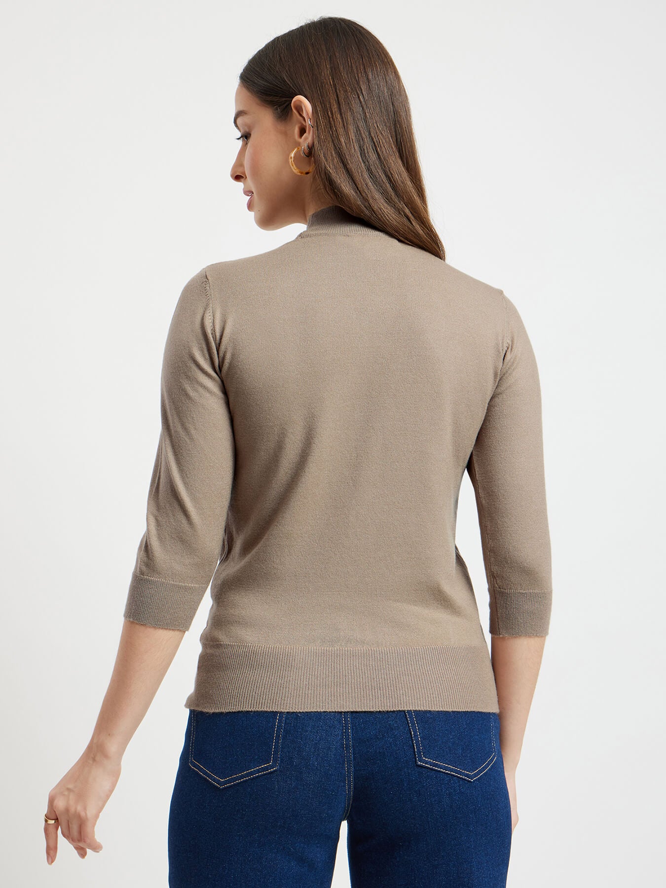 LivSoft Round Neck Knitted Top - Beige