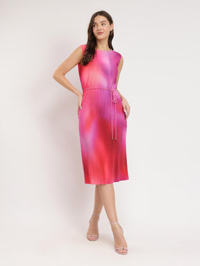 Ombre Pleated Dress - Pink