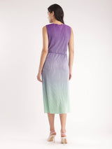 Ombre Pleated Knit Dress - Purple