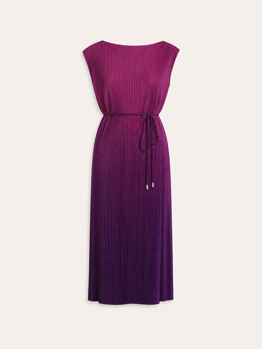 Ombre Pleated Dress - Pink And Purple