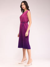 Ombre Pleated Dress - Pink And Purple