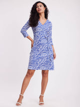 Animal Print Wrap Dress - Blue