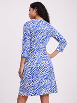 Animal Print Wrap Dress - Blue