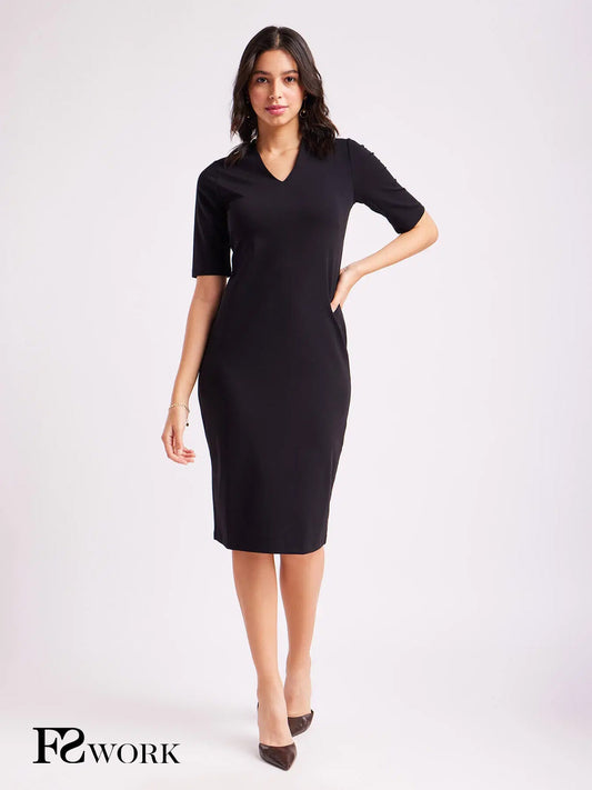 LivIn Shift V-Neck Dress - Black