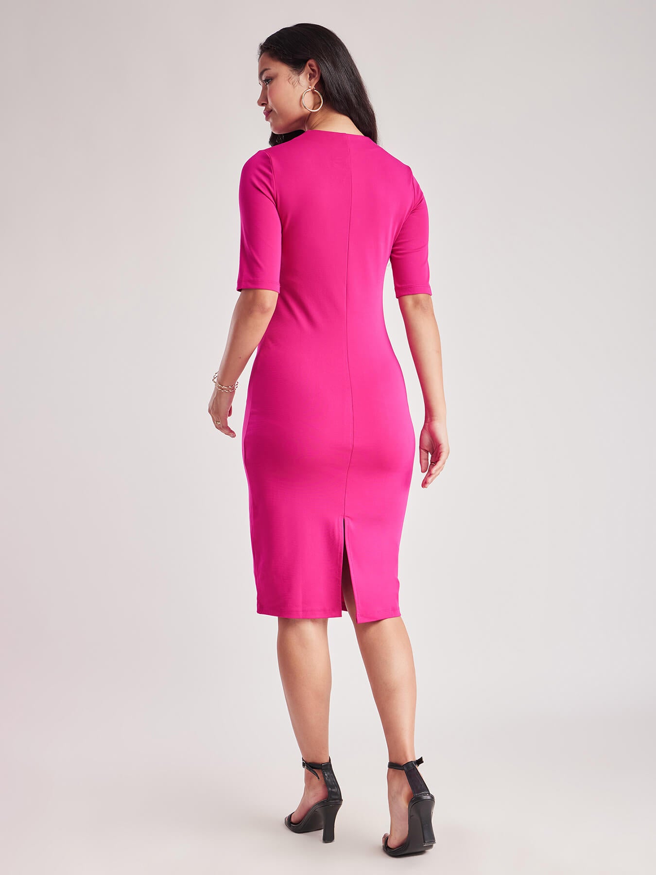 LivIn Shift V-Neck Dress - Fuchsia