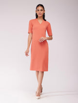 Short Sleeves Shift Dress - Peach