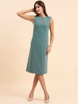 LivIn A-Line Round Neck Dress - Sap Green