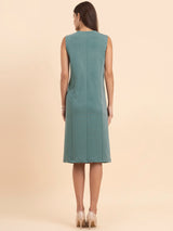 LivIn A-Line Round Neck Dress - Sap Green