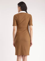 Bodycon Knitted Dress - Brown