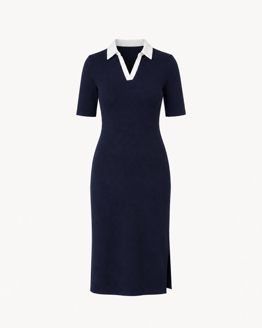LivIn Contrast Collar Dress - Navy And White