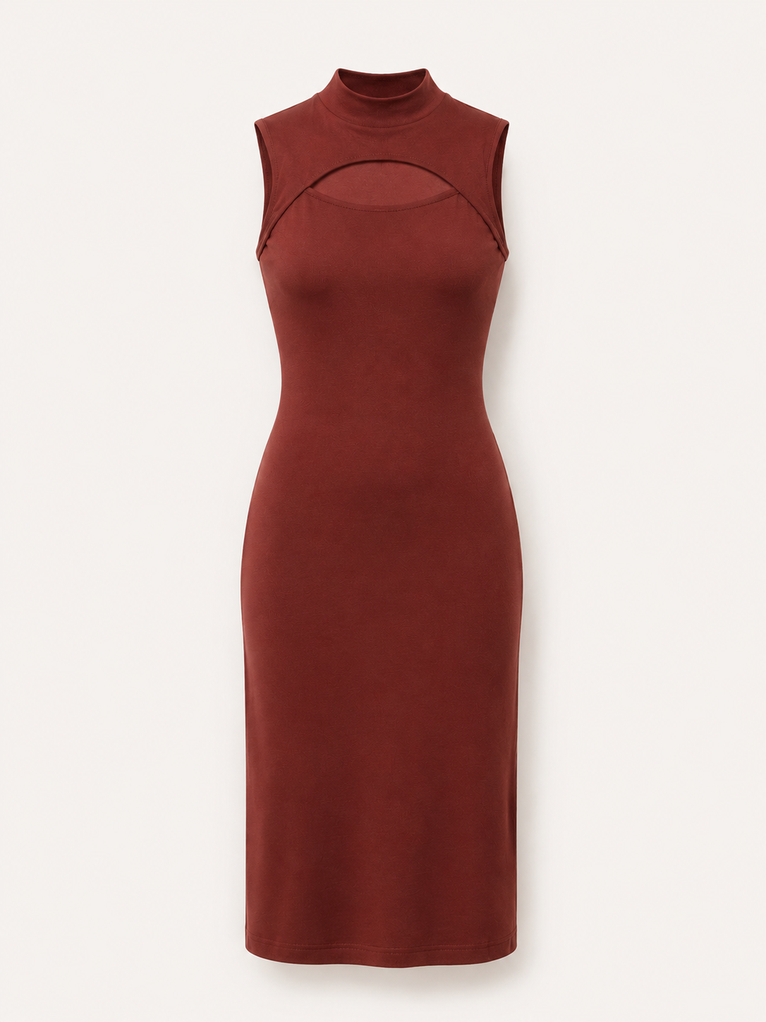 Pure Cotton Bodycon Dress - Rust