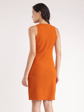 Bodycon Knitted Dress - Orange