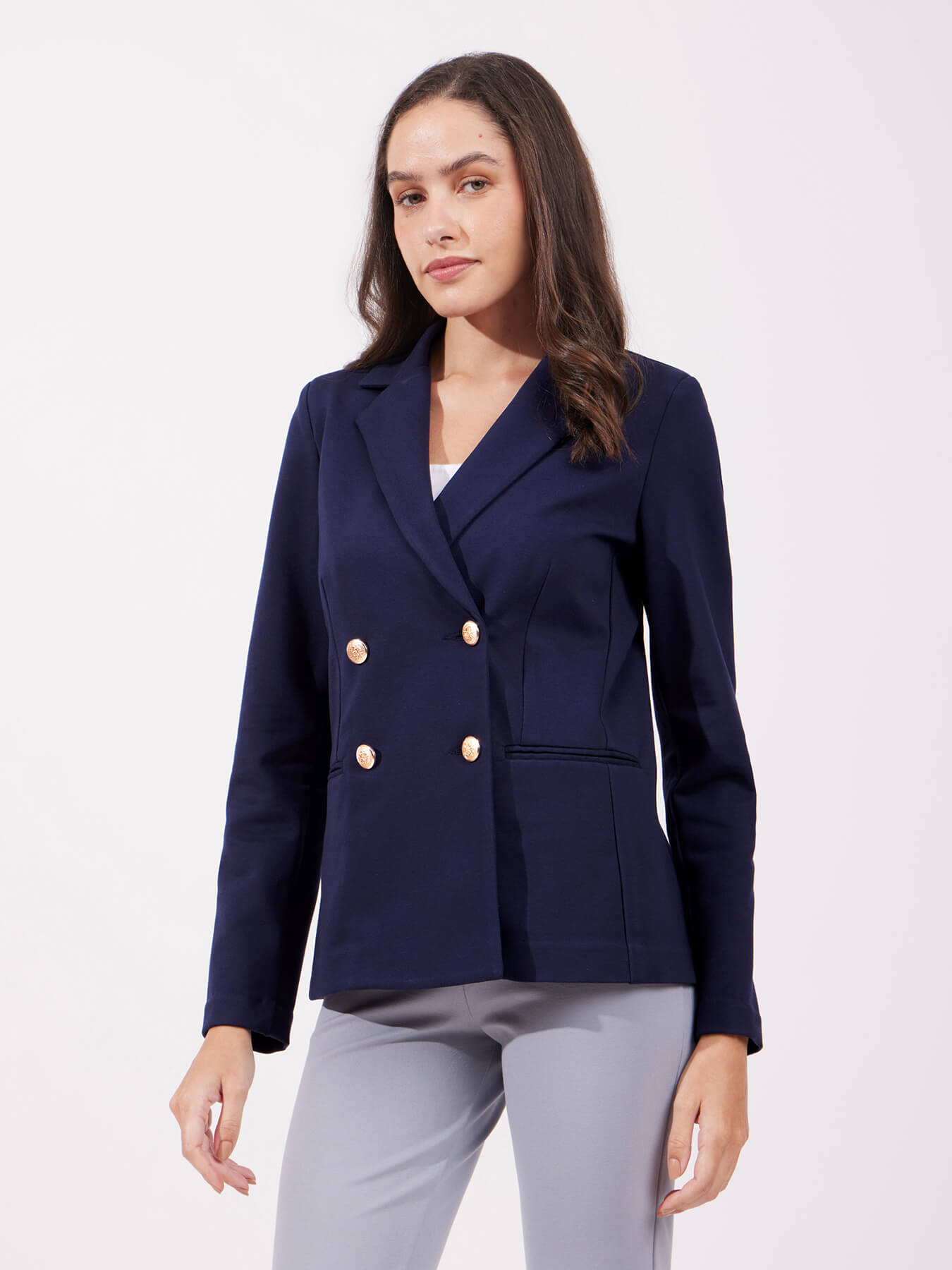 LivIn Double Breasted Blazer - Navy Blue