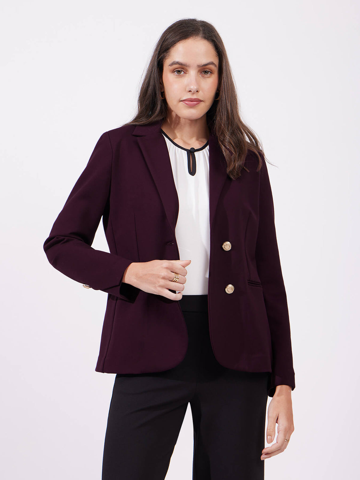 LivIn Single Breasted Blazer - Maroon