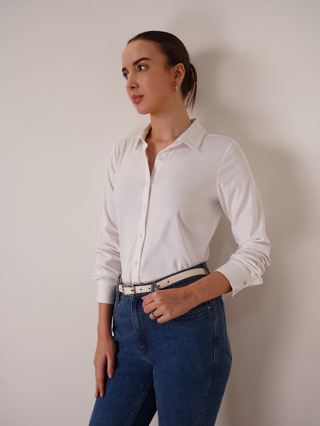 Cotton Knitted Shirt -White