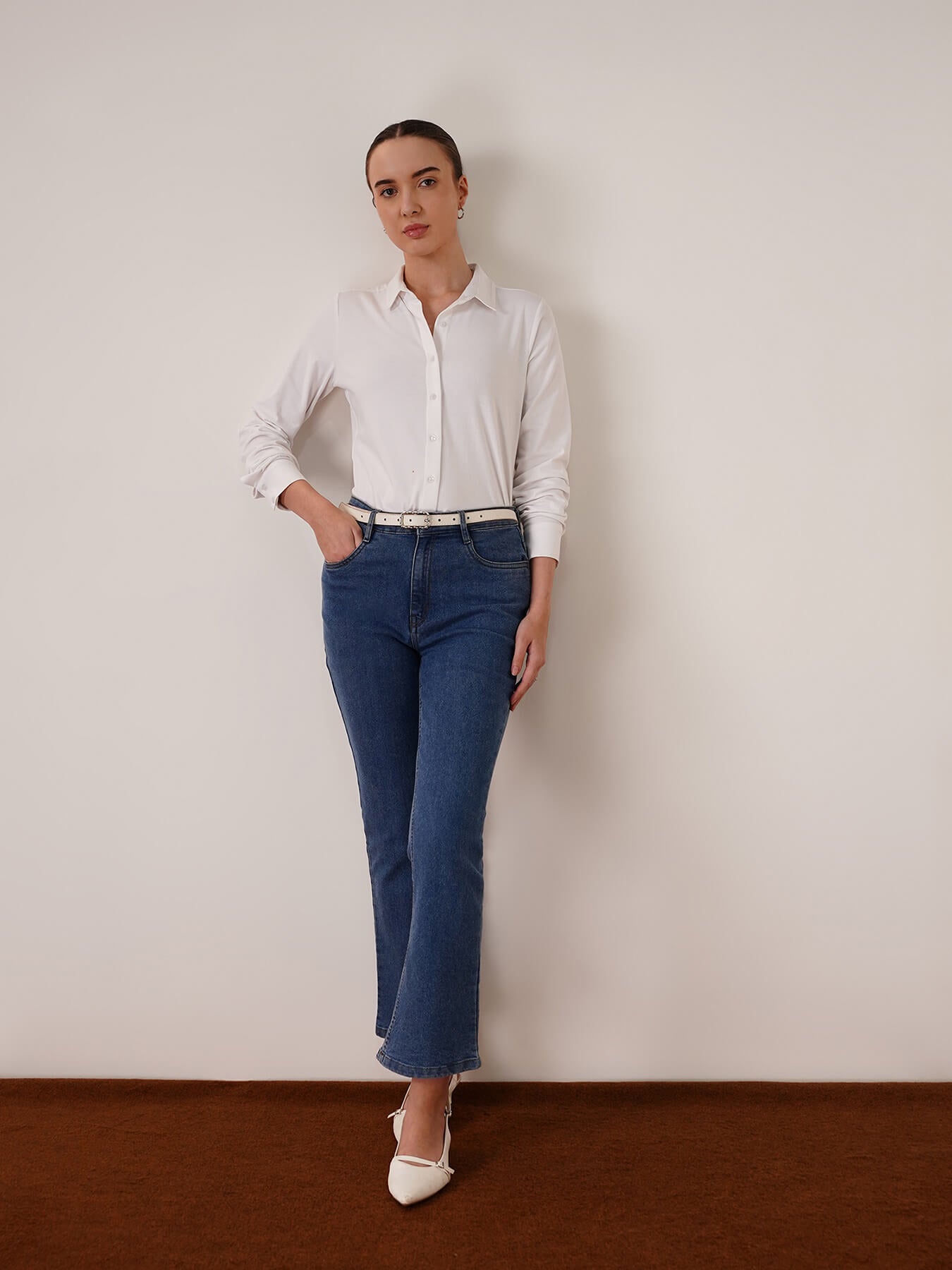 Cotton Knitted Shirt -White