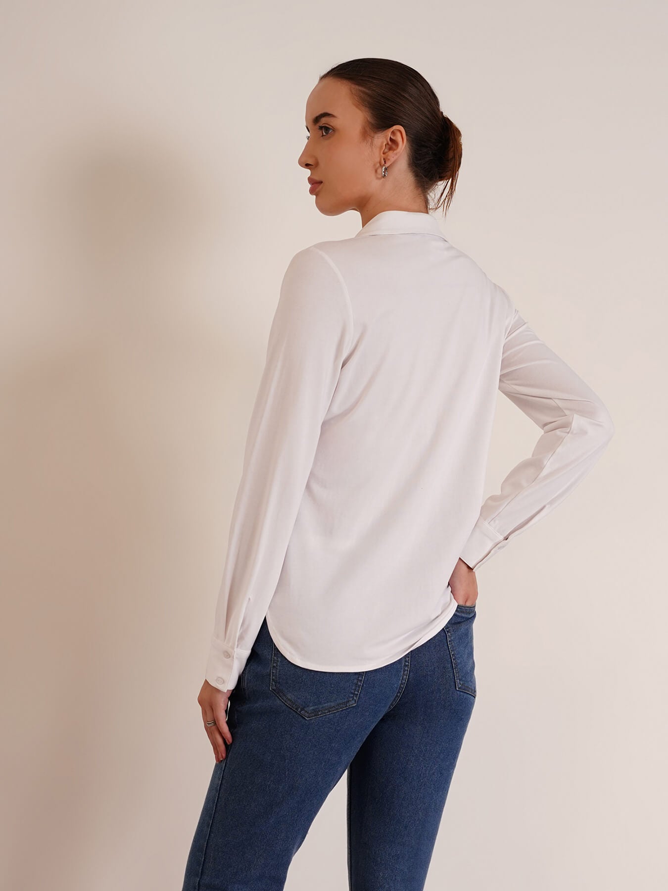 Cotton Knitted Shirt -White