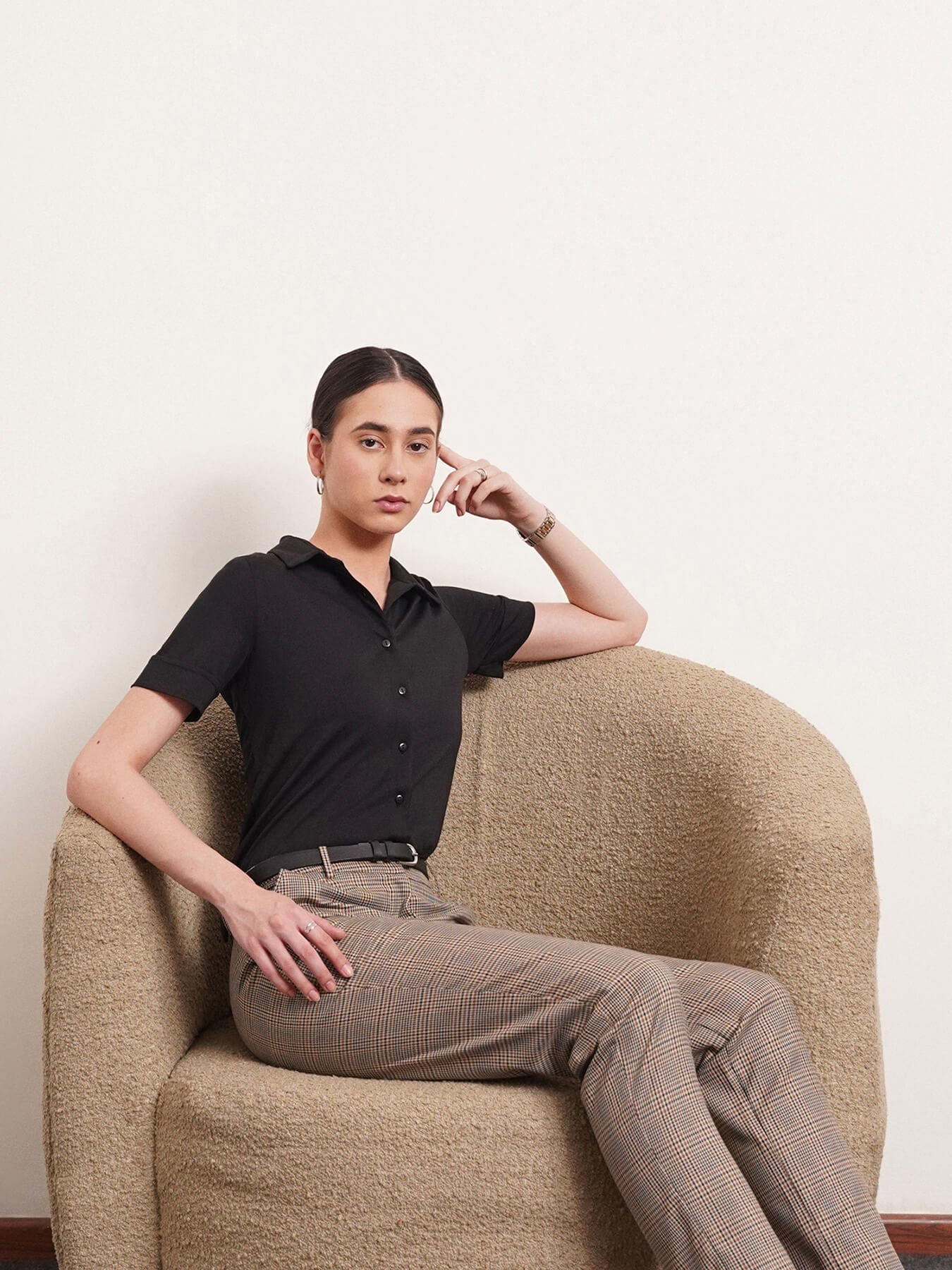 Cotton Knitted Shirt -Black