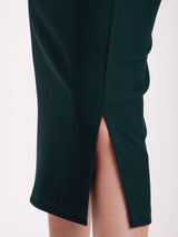 Rib Knit Midi Skirt - Green