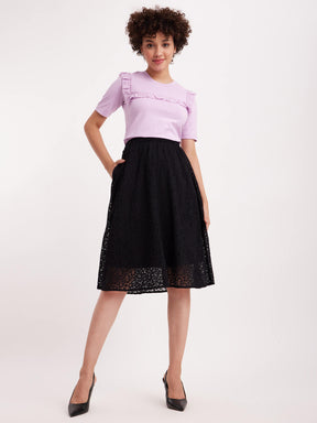 Ruffle Sleeves Lace Top - Lavender