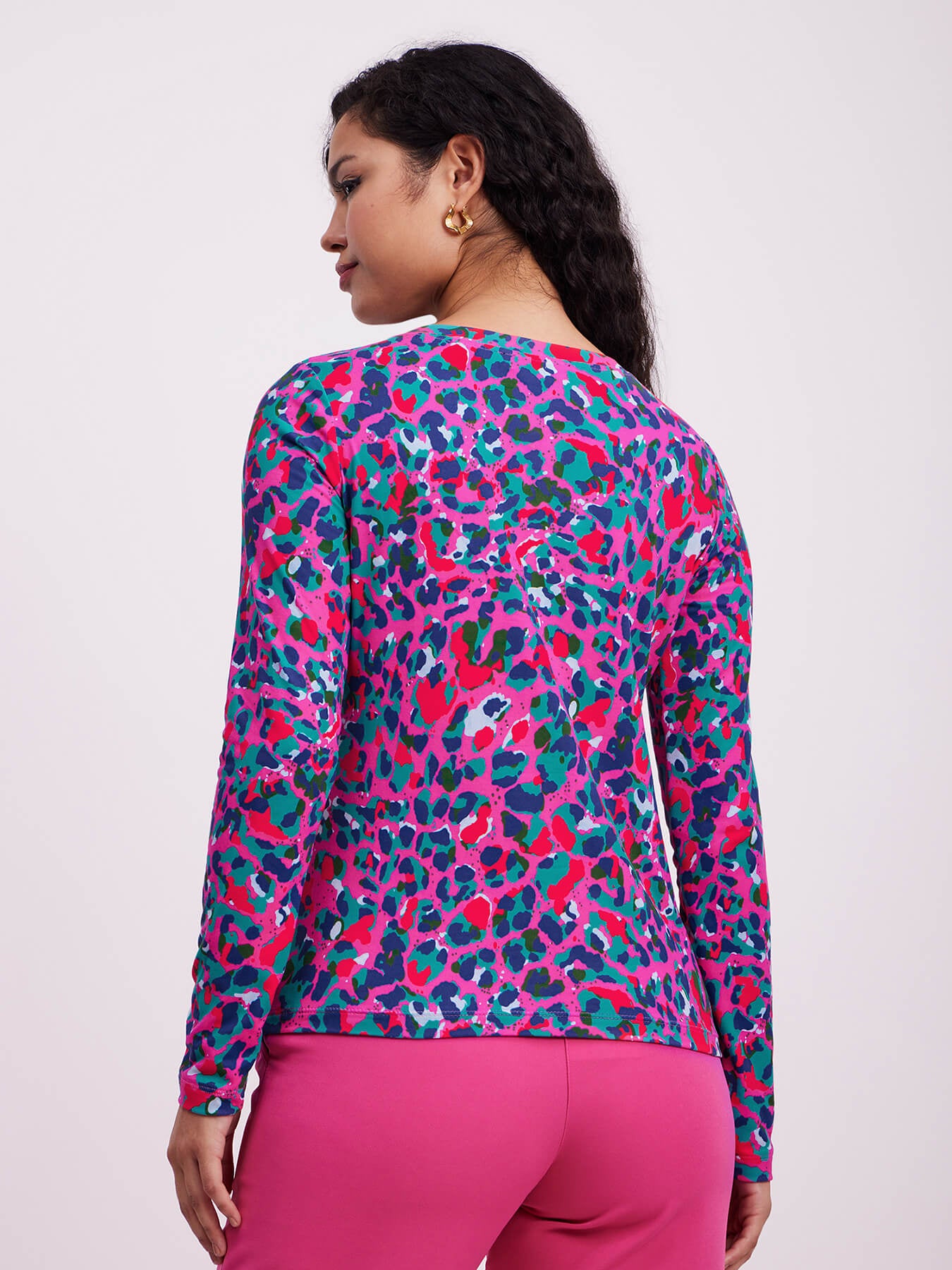 Animal Print Cutout Top - Multicolour