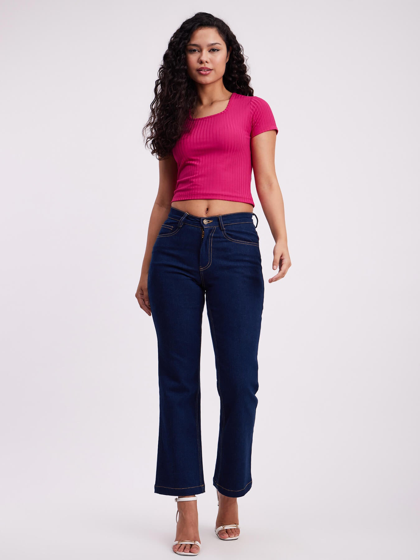 Rib Knit Crop Top - Fuchsia