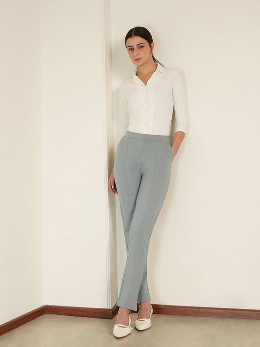 LivIn Straight Fit Cropped Pants - Grey