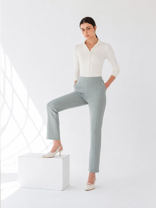 LivIn Straight Fit Cropped Pants - Grey