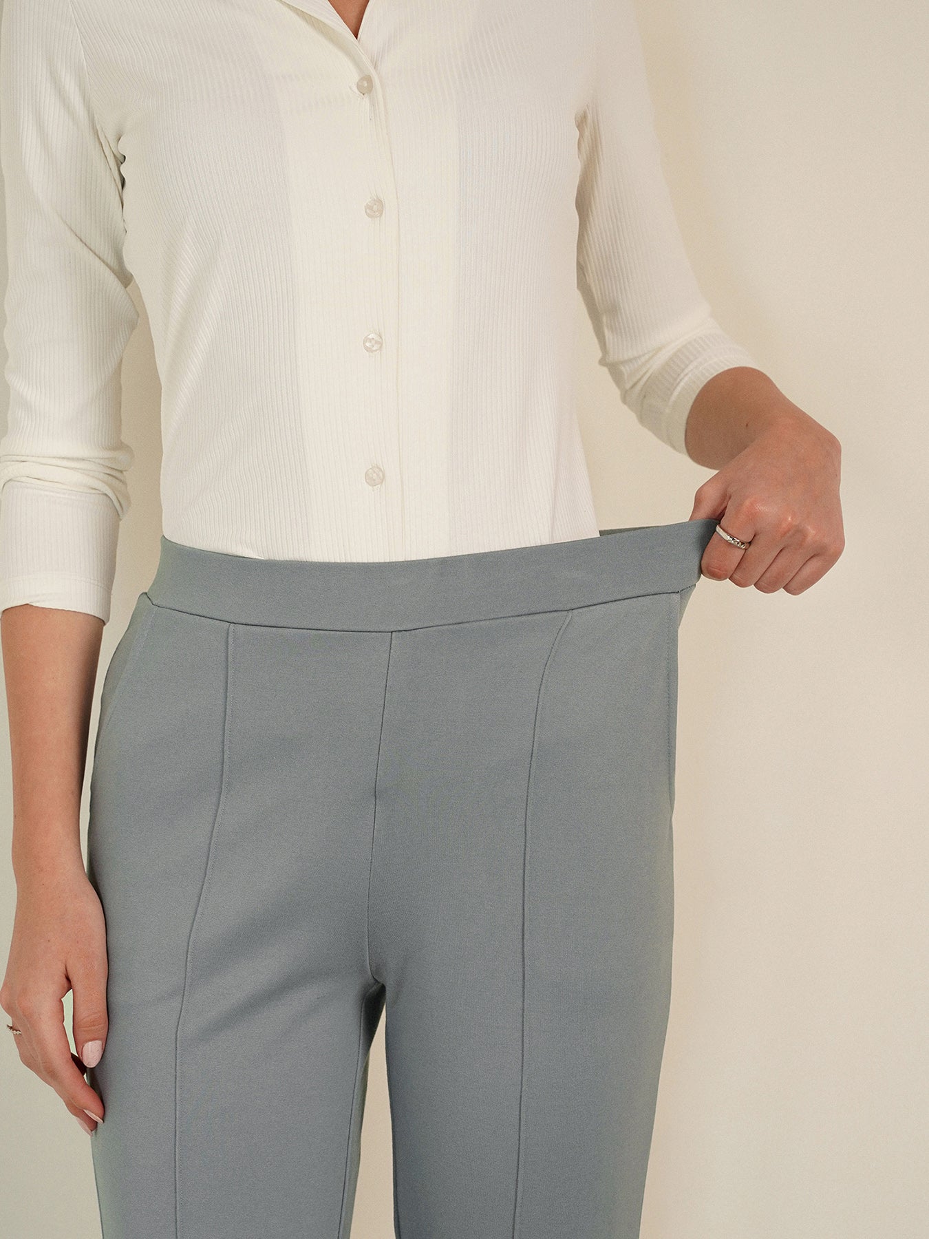 LivIn Straight Fit Cropped Pants - Grey