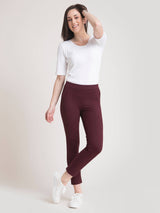 LivIn Straight Fit Cropped Pants - Maroon