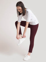 LivIn Straight Fit Cropped Pants - Maroon