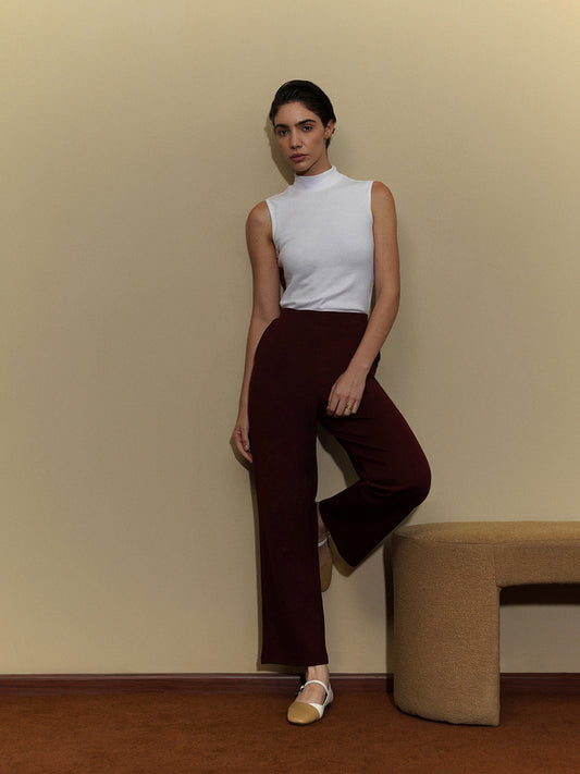 LivIn Wide Leg Pants - Maroon