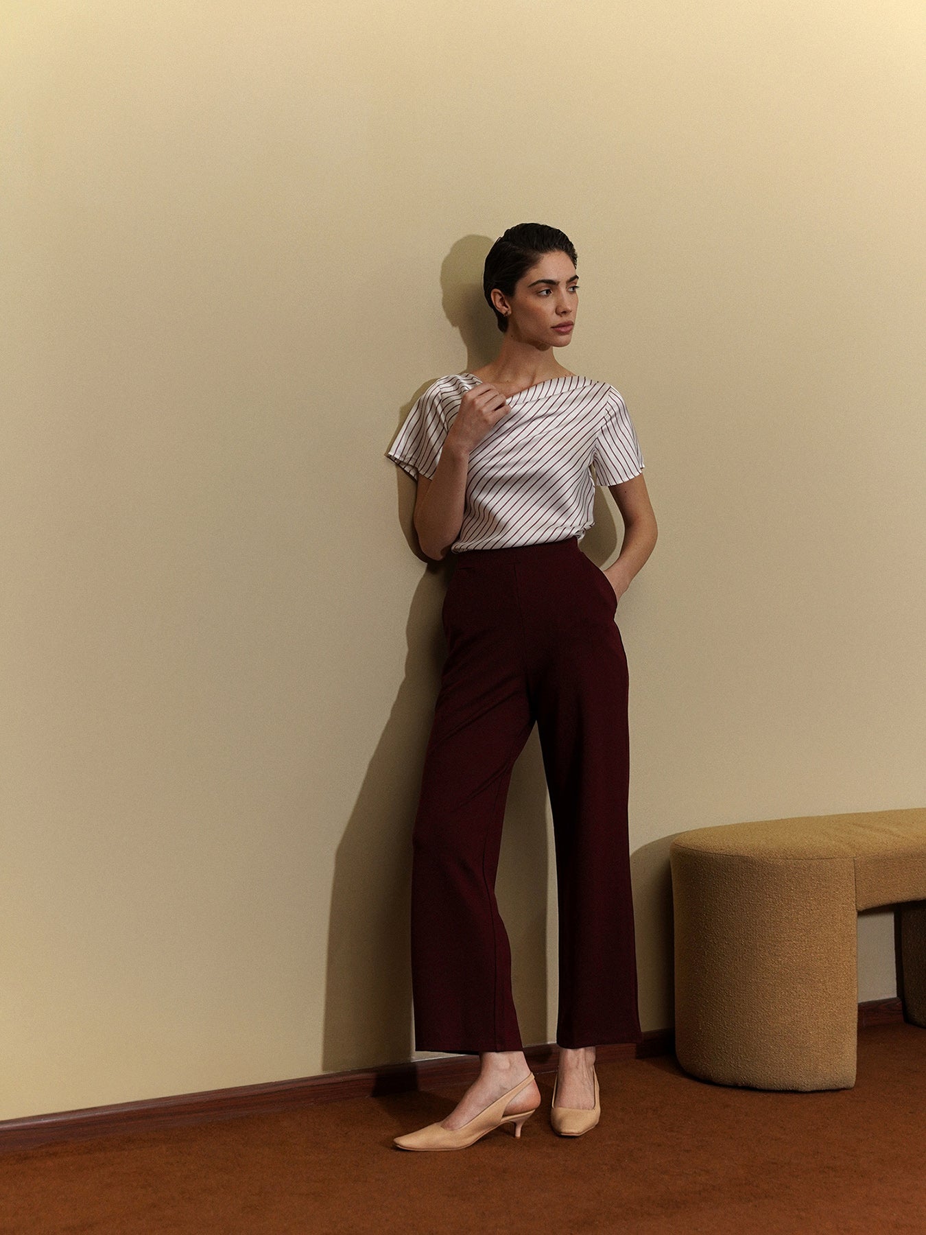 LivIn Wide Leg Pants - Maroon
