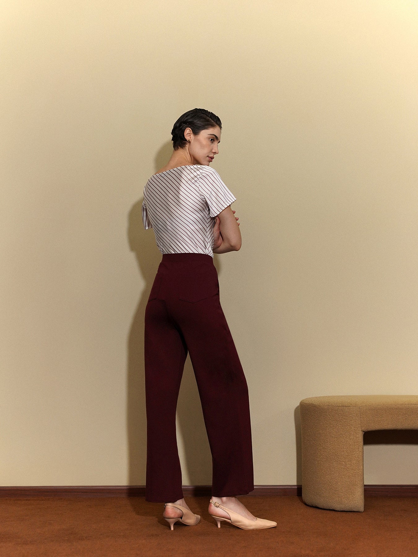 LivIn Wide Leg Pants - Maroon