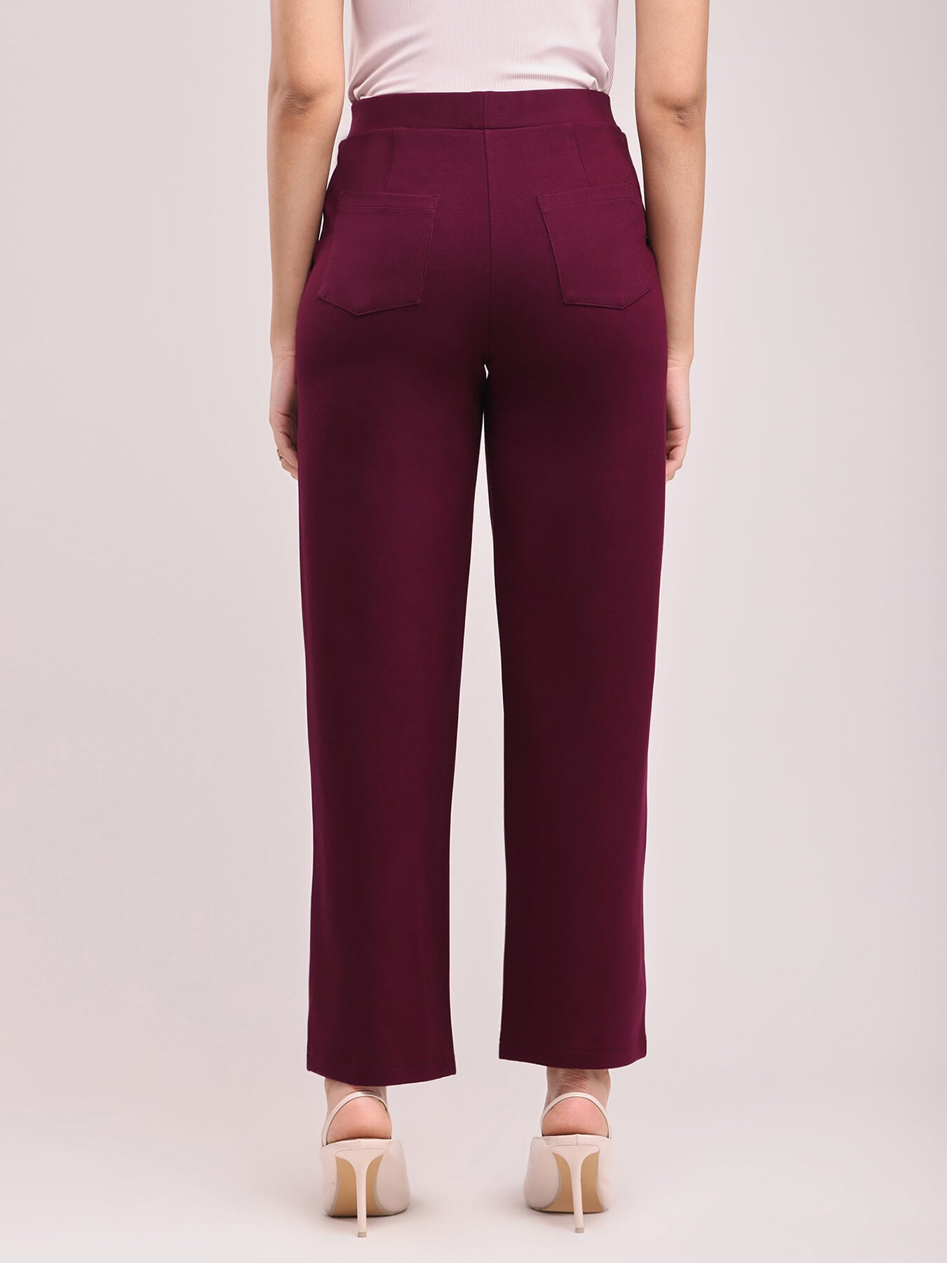 LivIn Wide Leg Pants - Maroon