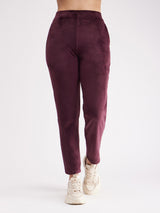 High Rise Fleece Trackpants - Maroon