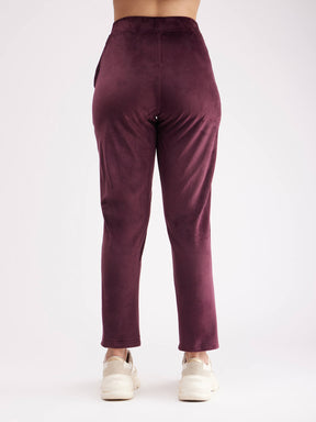 High Rise Fleece Trackpants - Maroon