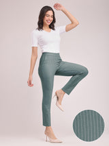 LivIn Striped Straight Pants - Sap Green