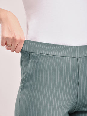 LivIn Striped Straight Pants - Sap Green