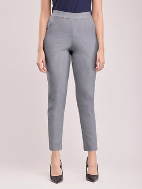 LivIn Striped Straight Pants - Grey