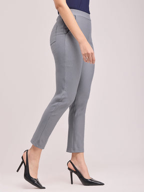 LivIn Striped Straight Pants - Grey